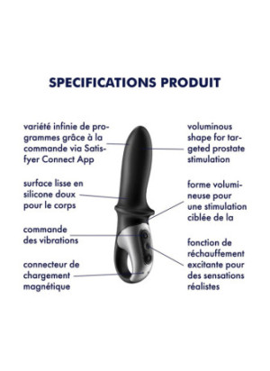 Vibromasseur noir USB, chauffant et connecté Hot Passion Satisfyer - CC597790
